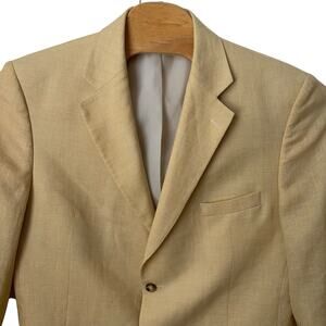 Jos A Bank Linen Wool Blazer Men's Size 43R Light Yellow Sport Coat Jacket